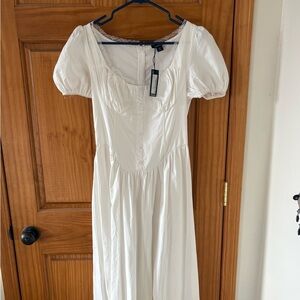 Boohoo White Puff Sleeve Midi Dress